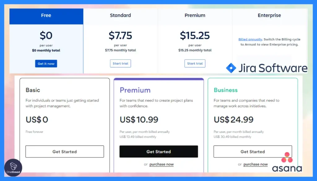Jira vs Asana-Pricing.