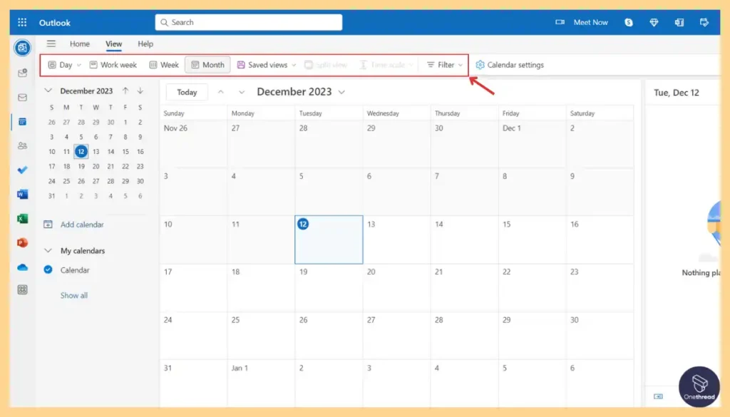Microsoft Outlook Calendar-Customizable Views.
