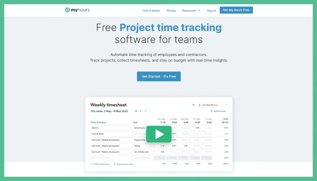 My Hours-Homepage