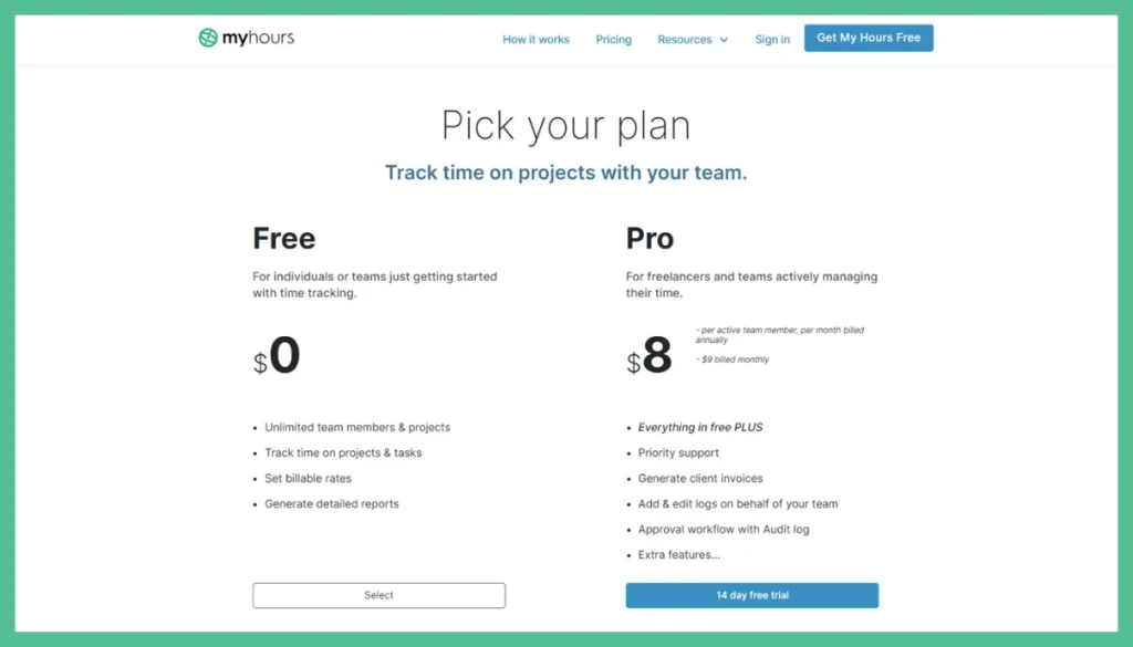 My Hours-Pricing