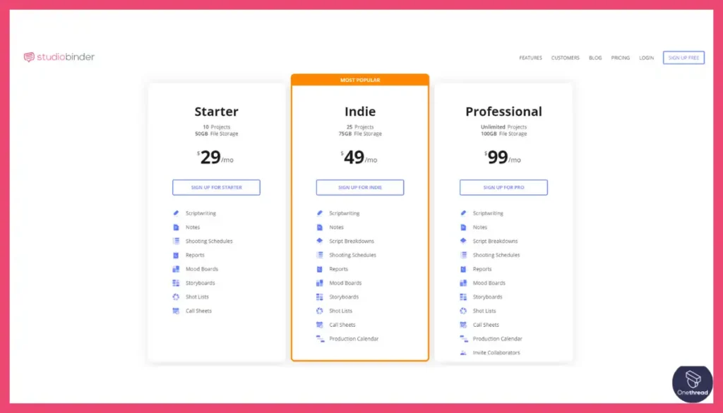 StudioBinder-Pricing