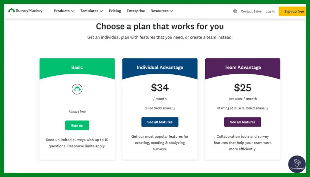 SurveyMonkey-Pricing