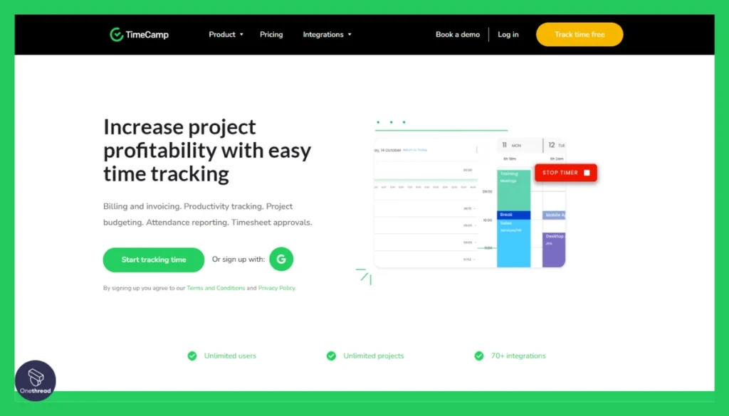 TimeCamp-Homepage