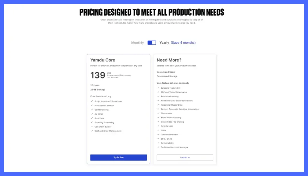Yamdu-Pricing