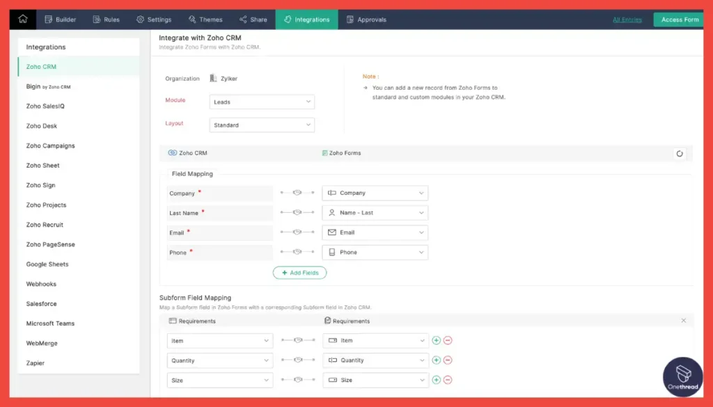 Zoho Forms-CRM Integration.