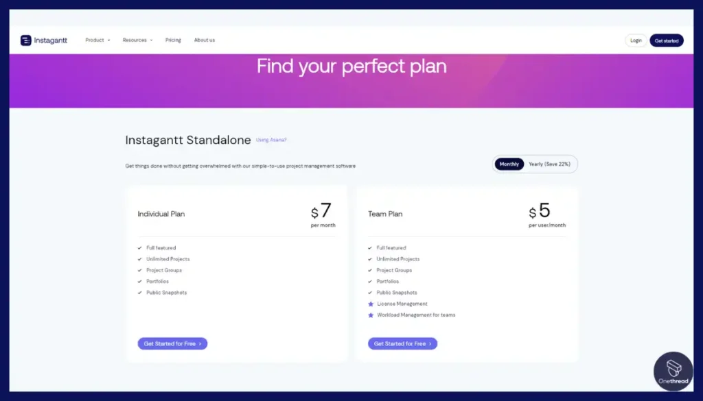 Instagantt-Pricing