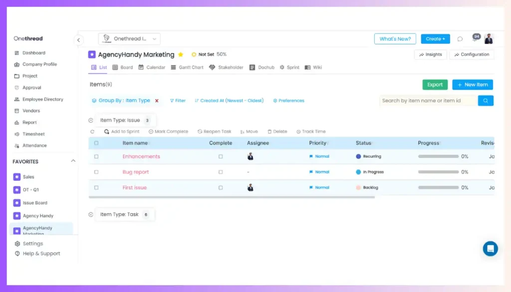 Onethread-Issue management
