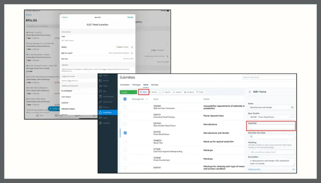 PlanGrid-RFIs and Submittals.