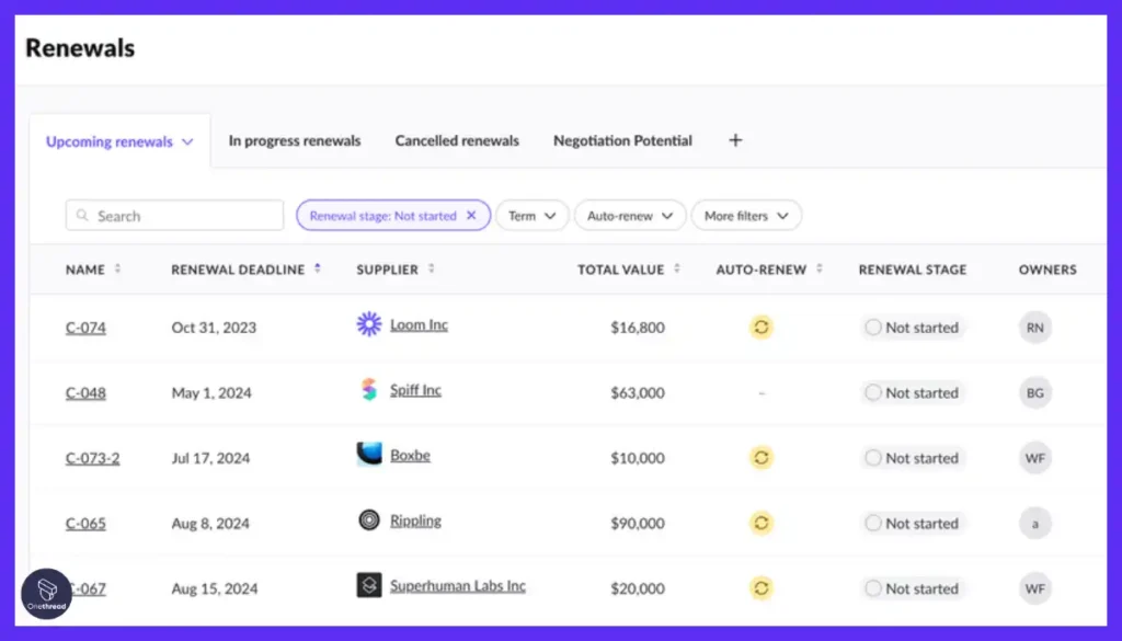 Vendr-Renewal Management