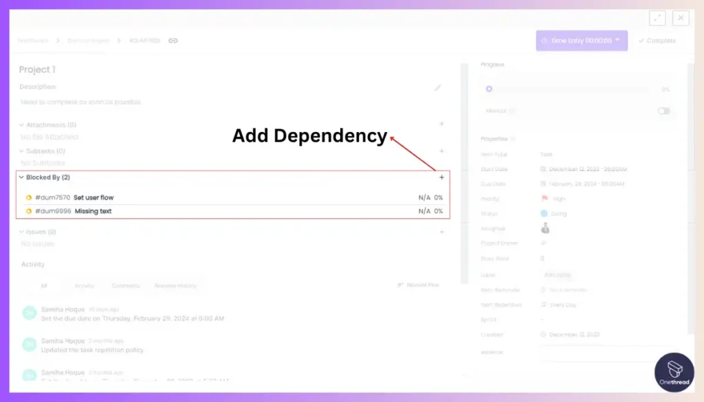 Onethread-Add Dependency