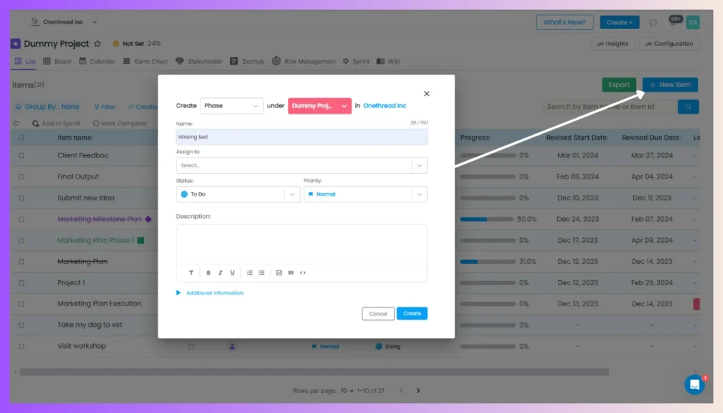 Onethread-Create Phases