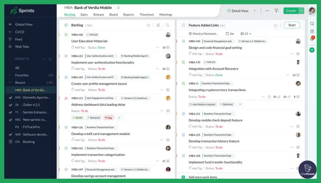 Zoho Sprints-Backlog Management