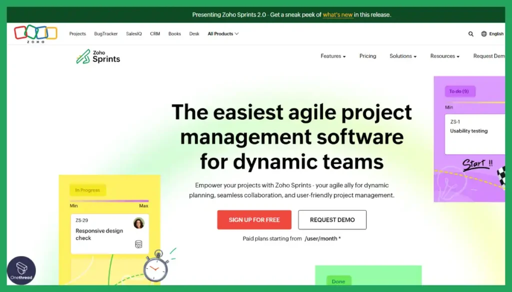 Zoho Sprints-Home