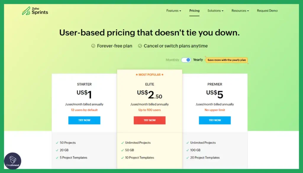 Zoho Sprints-Pricing