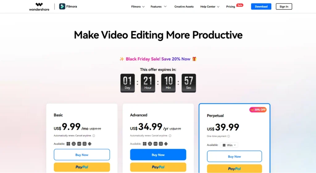 Filmora Pricing
