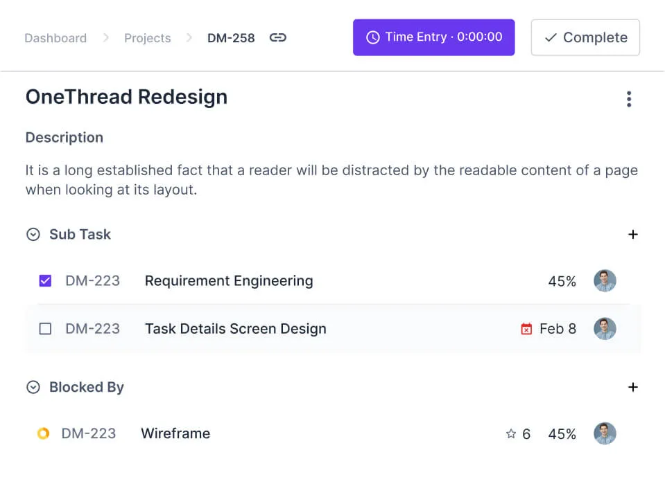 Task detail view